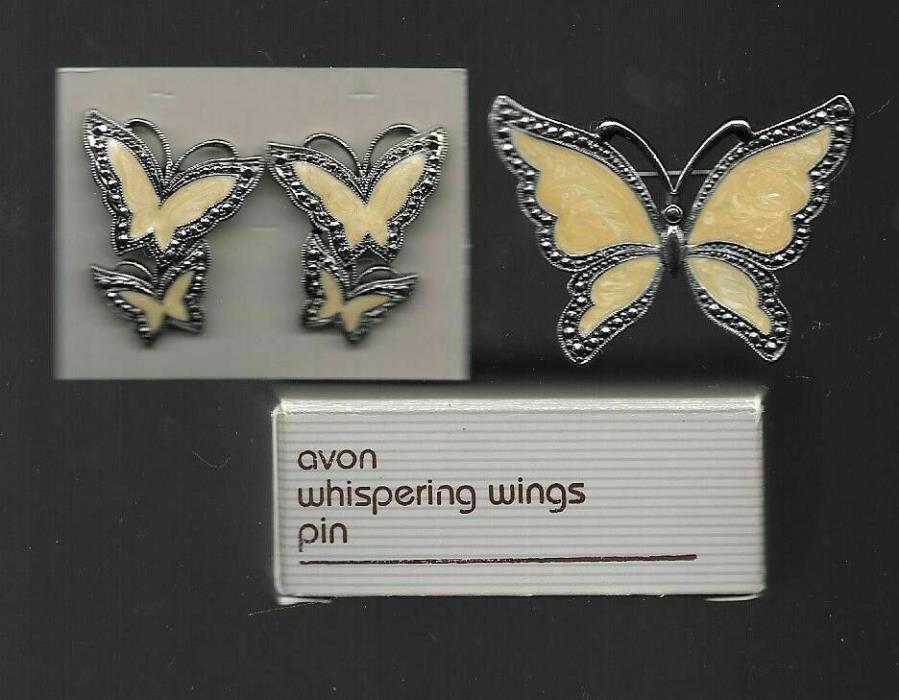 Avon Butterfly Pin Brooch & Matching Earrings NIB Easter Spring Summer