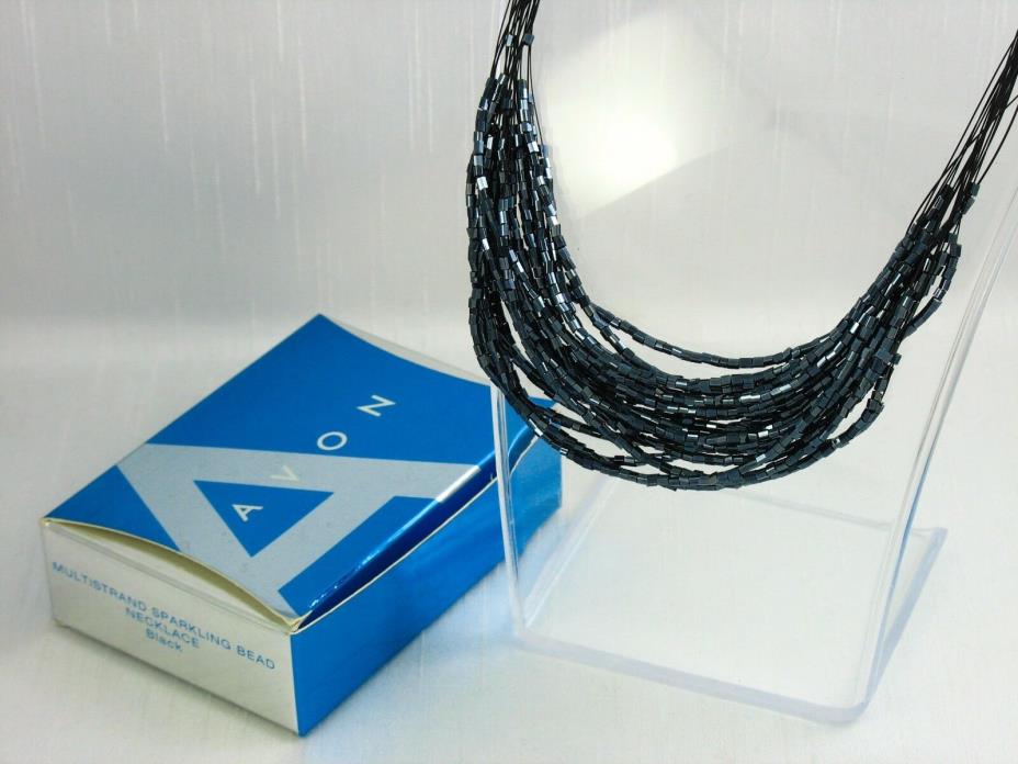 Vintage AVON 2003 'Multistrand Sparkling Bead Necklace' Black IOB 16