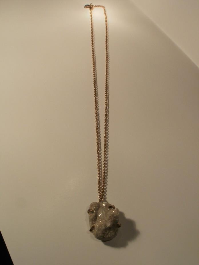 Vintage YOCHI NY Gold Tone Necklace With Crystal Nugget Design Pendant