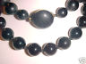 Vintage West Germany Black Bead Necklace 11mm Button Spring Clasp 22