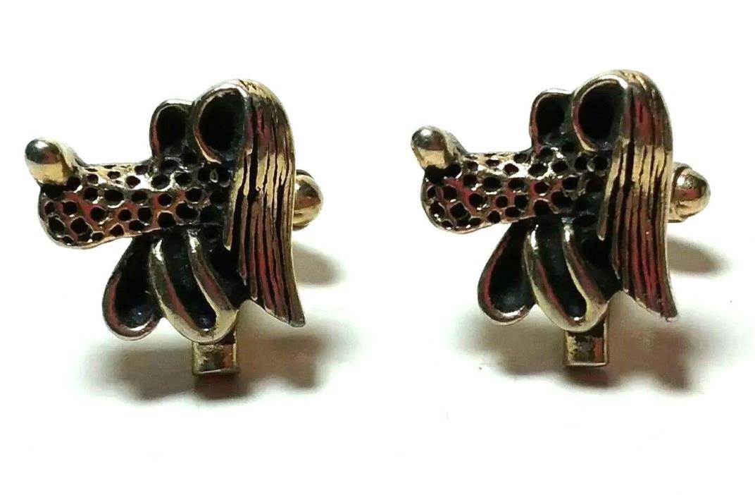 VINTAGE AFGHAN HOUND DOG GOLD TONE CUFFLINKS