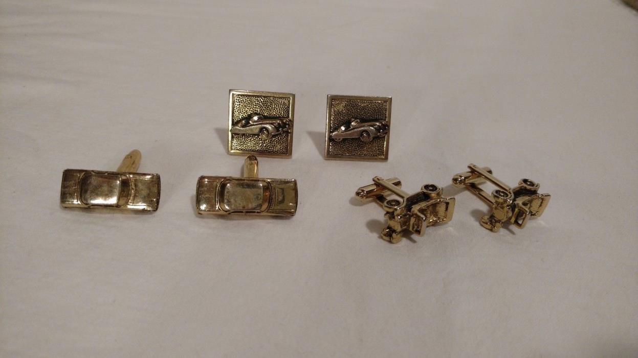 Vintage Automobile Cuff-links, Mens' Jewelry, 3 Different Sets, 1 Pair Swank