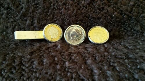 Indian Head Penny Tie Clip w/Cufflinks