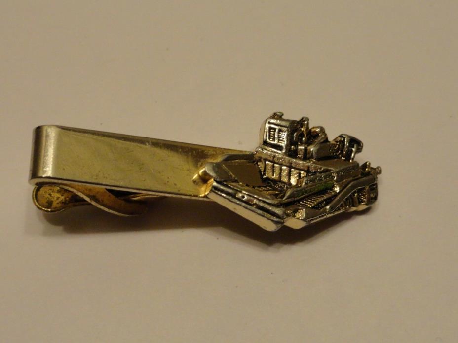 Vintage Mercury Industries Asphalt Paver Gold Tone Tie Clip Clasp