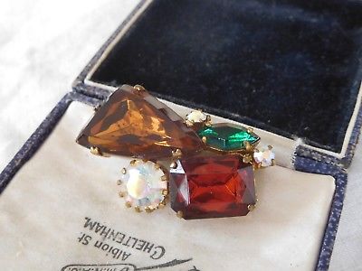 Colourful Vintage 1950s JULIANA Crystal Brooch