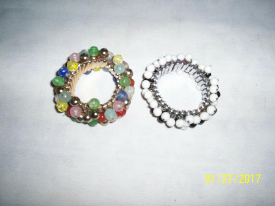 (2) Vintage Bead Stretch Metal Bracelets- 50's?