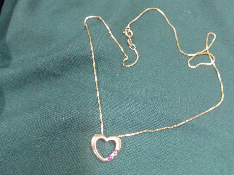 GRANDMA ESTATE GOLD PLATED STERLING SILVER HEART BOX CHAIN NECKLACE silverfoxinc