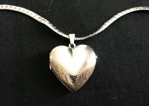 Stainless Necklace w/ Two Toned Heart Locket in Hand Made Valentine Card ~YGF