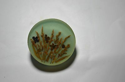 Vintage Lucite and Pressed Flowers Pin Brooch