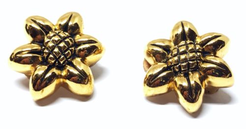 GORGEOUS VINTAGE ESCADA GOLD COUTURE FLOWER CLIP EARRINGS FUNKY FUN