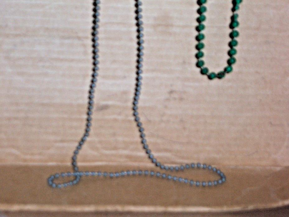Two bead necklaces one gray and the other aqua.  The grey is 16” round with very