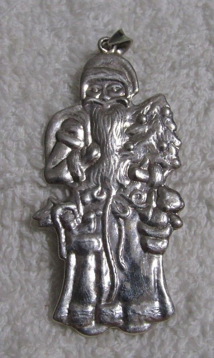 Vintage Silver Old World Christmas Santa Claus Pendant 925