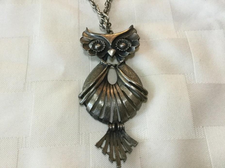 Vintage Torino Pewter Owl Pendant with 24