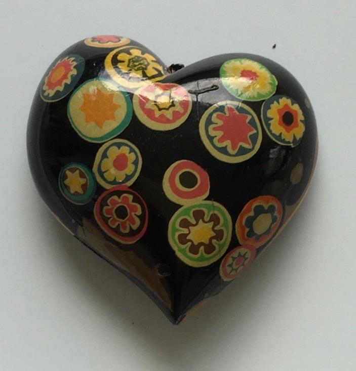 Vintage  Lucite Heart  FLower Brooch pin