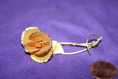 Vintage gold tone rose pin brooch
