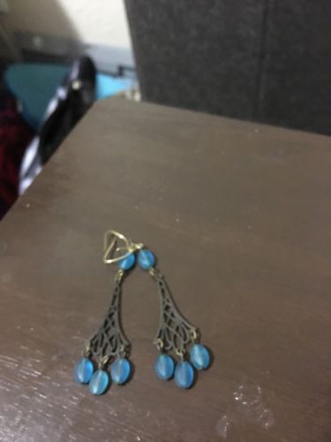 Blue Bead Pierced Earrings