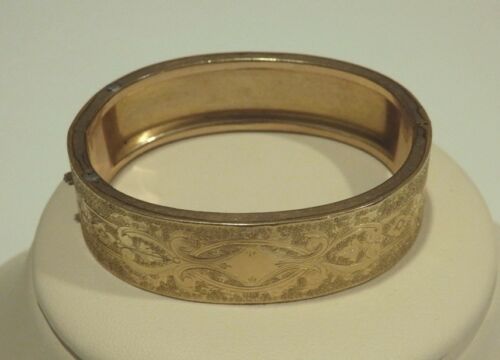 Antique Victorian H&B Gold Filled Engraved Bangle Bracelet 5/8