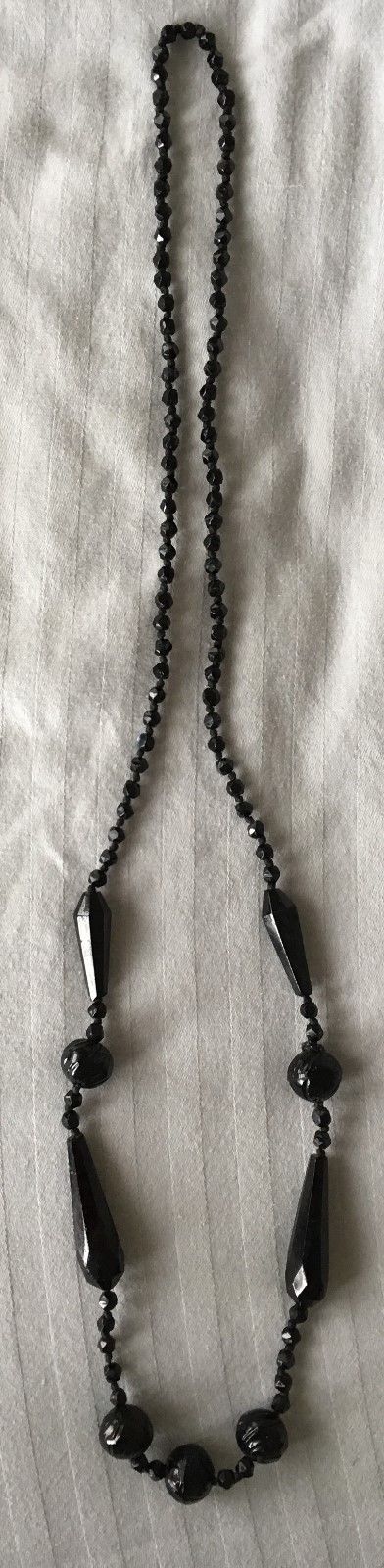 French Jet Necklace Antique Black Glass