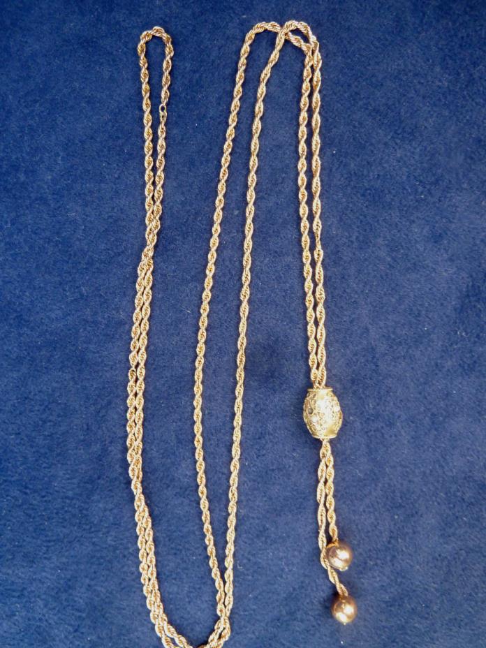 Antique Victorian Slide Watch Chain Lariat Necklace Gold-Filled 34