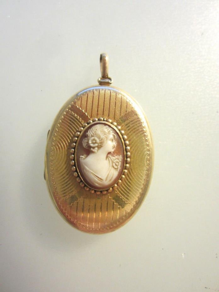 ANTIQUE GOLD FILLED AND CAMEO LOCKET