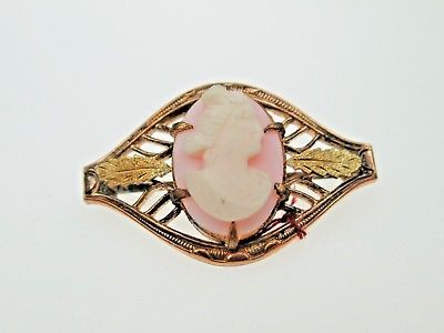 ESTATE 1890'S ANTIQUE VICTORIAN GOLD FILLED CAMEO BROOCH PIN