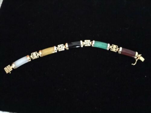 Asian Design  Gold-filled 7” Bracelet - Multicolor
