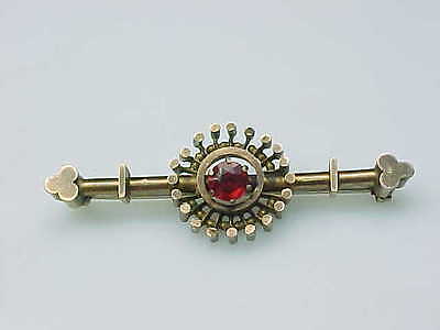 ESTATE 1890'S ANTIQUE VICTORIAN GOLD FILLED RED STONE BROOCH PIN