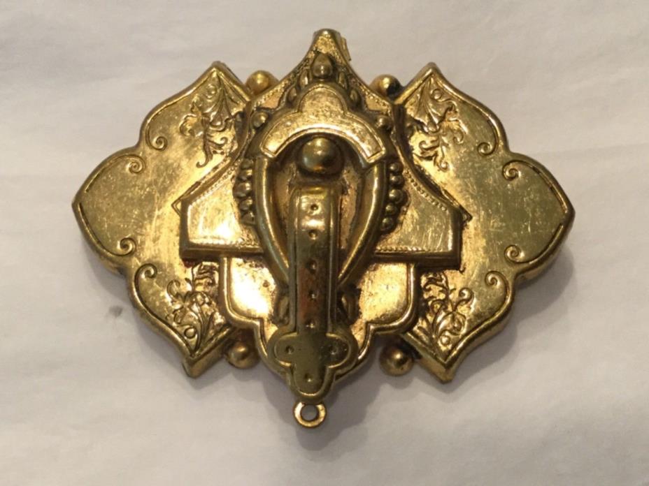 Large 2” late Victorian gold filled hollow buckle brooch pin