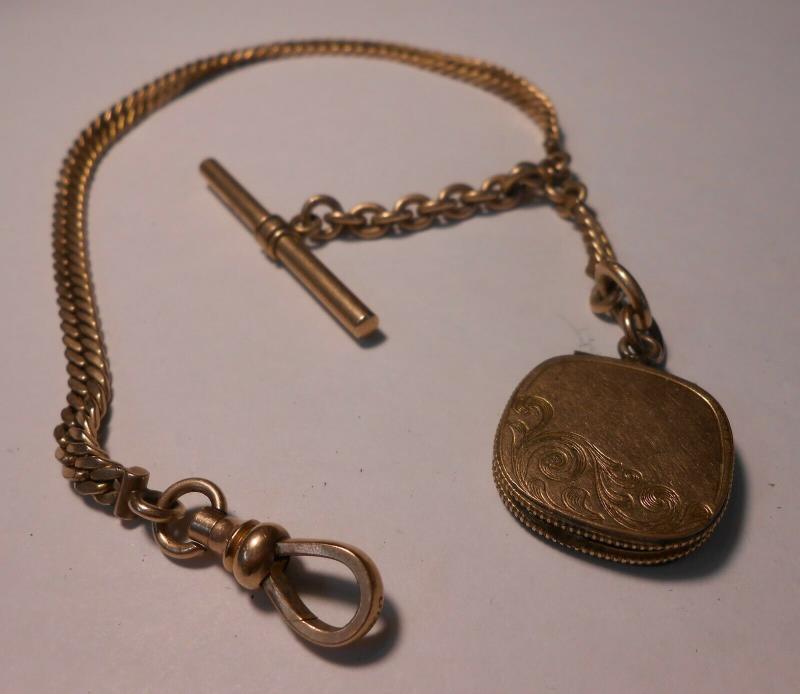 Vintage Rolled Gold Watch Chain With Locket