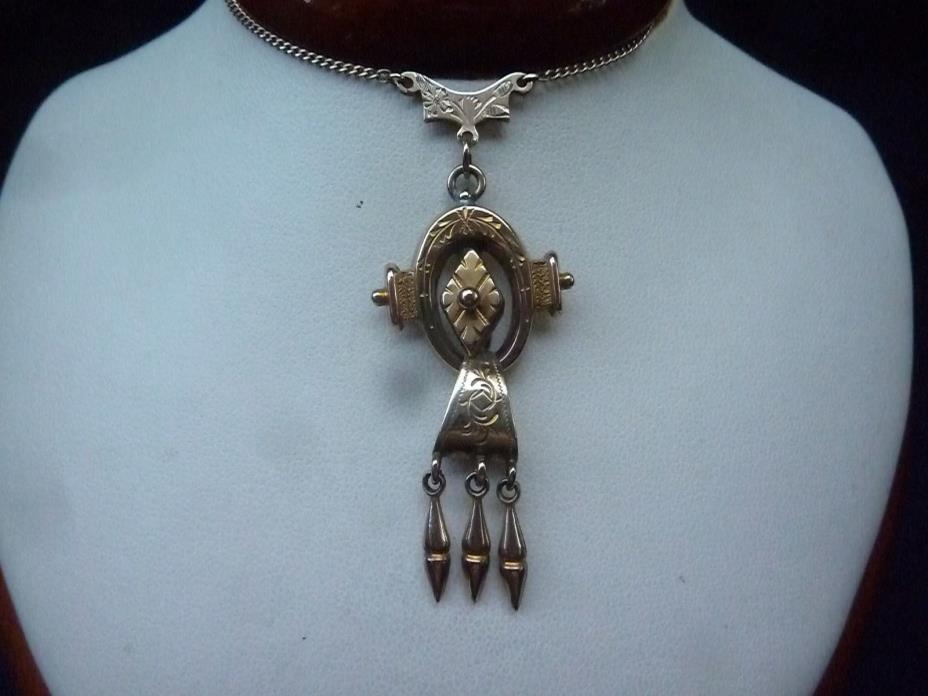 Antique Victorian Lavalier Necklace W/Tassel Drops  15 1/2