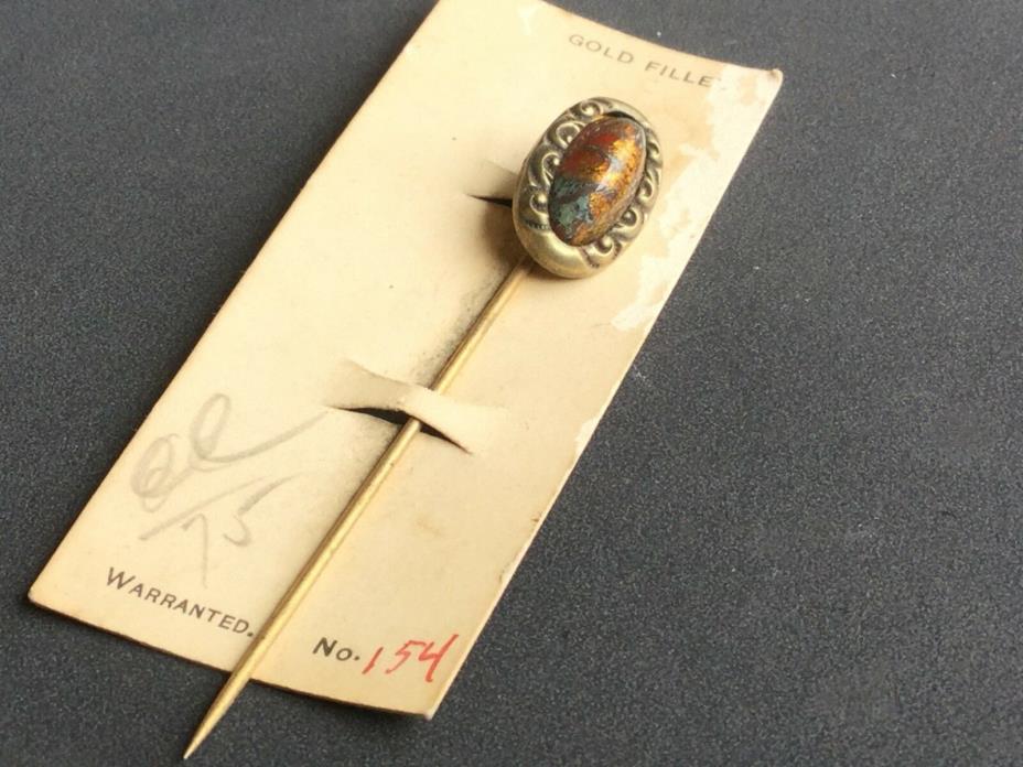 Victorian Dragon's Breath Gold Filled Stick Pin Hat Pin Cravat Repousse Antique