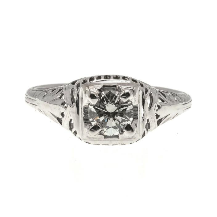 Mesmerizing Beauty - Art Deco 14K Diamond Solitaire Engagement Ring