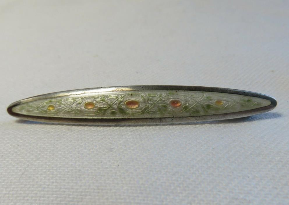 Vintage Champleve Sterling Enameled Guilloche Pin
