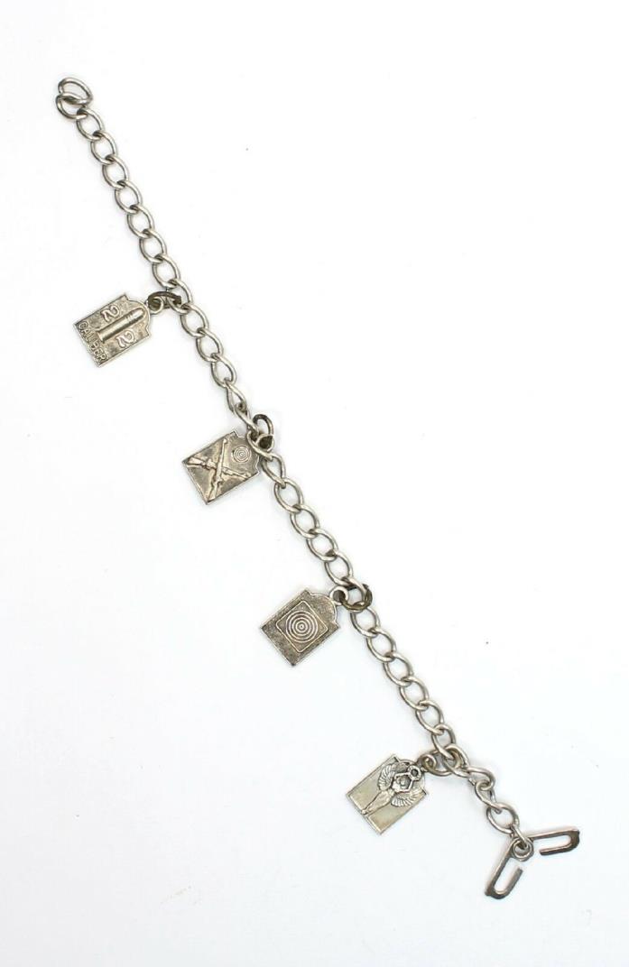 Spectacular VINTAGE 4 Charm Link Bracelet in Sterling Silver
