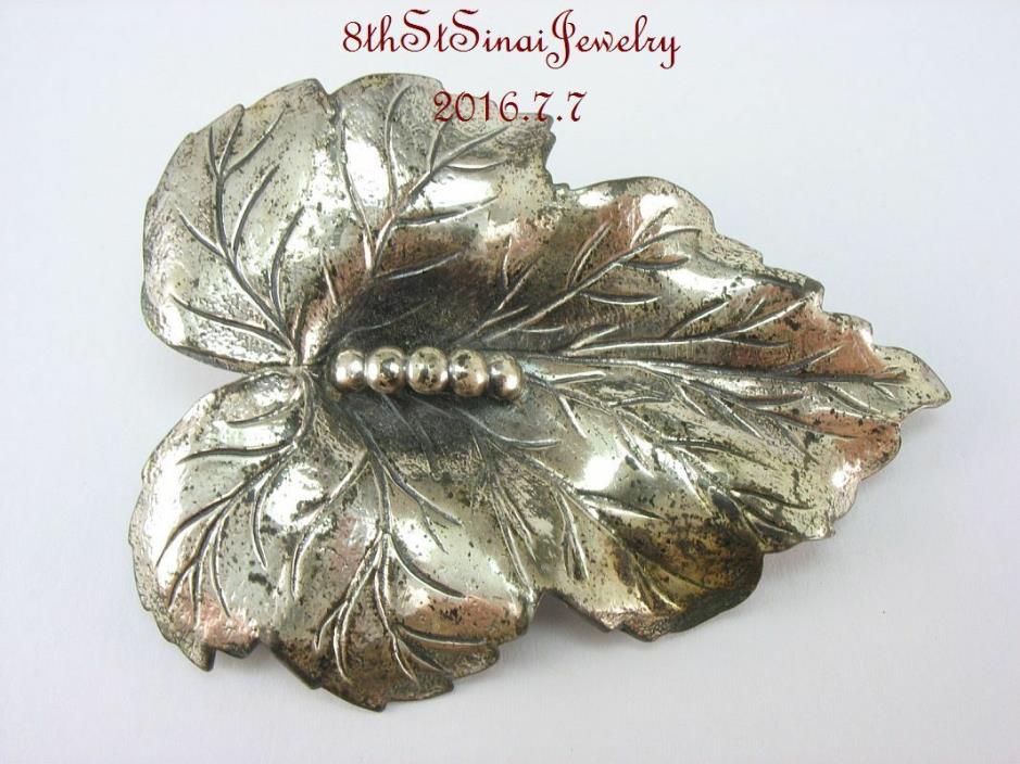 Estate Jewelart Sterling Silver 925 Anthurium Flower Pin Brooch 2-5/8