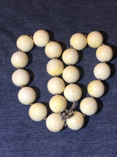 NATURAL OLD ANTIQUE WHITE CORAL ROUND NECKLACE 230gr