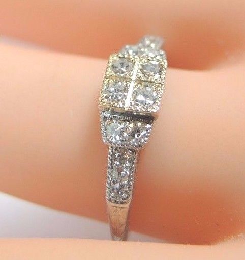 Antique Art Deco Traub Diamond Engagement Ring Platinum 18K Yellow Gold EGL USA