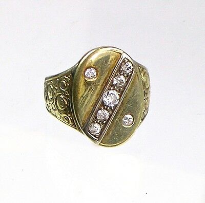 Vintage Art Deco 14K Gold Diamond .54 ctw Ring Large Unisex Oval European ER1026