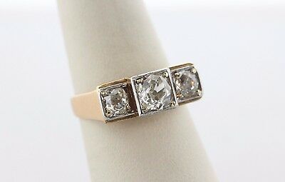 Estate Art Deco 14K Gold 1.5ct Old Miner Diamond Square Engagement Ring - Size 9