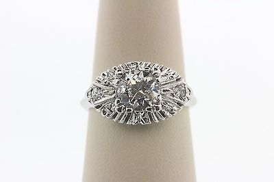Antique Art Deco 14K White Gold 1.75ct Old Cut Diamond Engagement Ring - Size 7