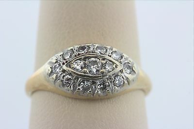 Art Deco 1920's Antique 14K Gold Diamond Oval Tiered Engagement Ring- Size 6.75