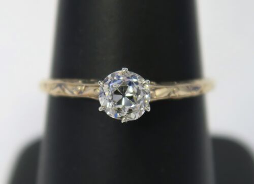 STUNNING VINTAGE 14K Two-Tone Gold 0.50 Ct VS1 DIAMOND Solitaire Engagement Ring