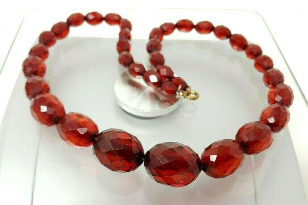 Vintage Faceted Cherry Amber Graduate beaded Necklace 19