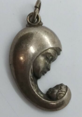 Vintage Creed Sterling Silver Mary & Jesus Religious Charm Pendant Mother Child