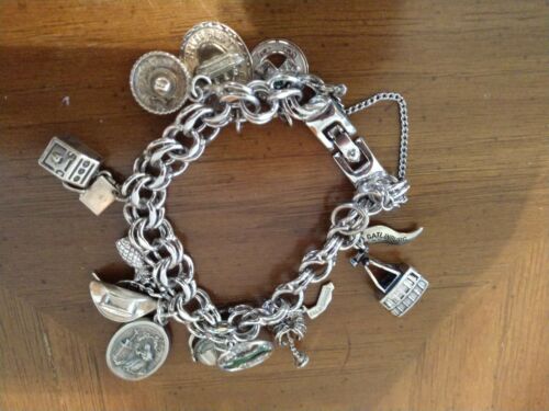 Monet Charm Bracelet With Sterling Silver Charms Slot Machine, Travel, sombrero