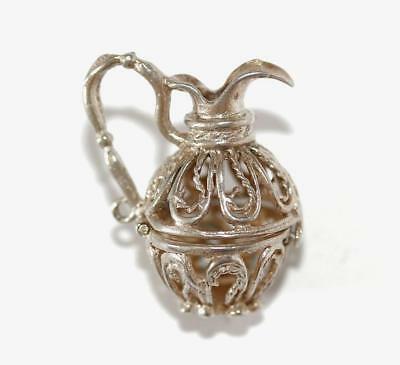 Opening Water Pitcher Sterling Silver Vintage Charm With Gift Box 2.7g