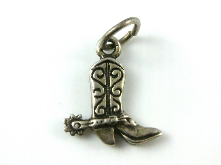 Vintage Southwestern Design Sterling Silver Cowboy Boot with Spur Charm