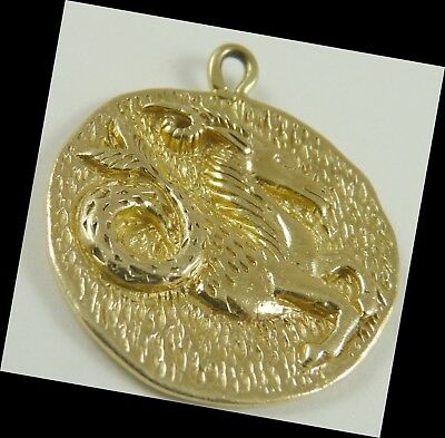 Capricorn Zodiac Heavy Charm Vintage 14K Gold Astrology