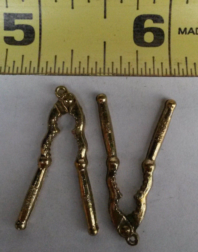 Lot of 2 Miniature Intercast Charm Tool Nut Cracker Opener earring Bracelet