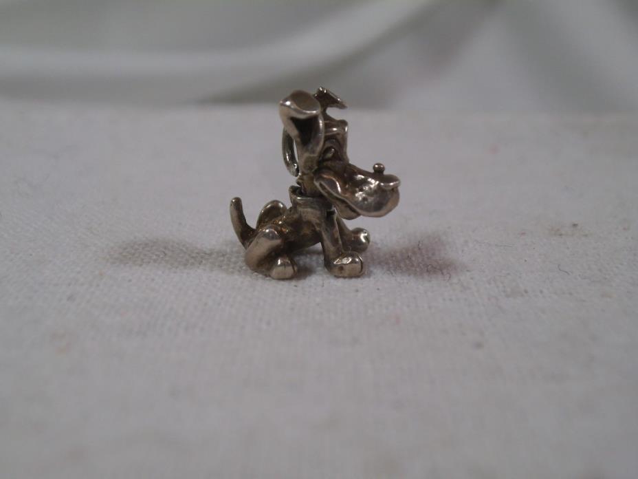 Vintage Sterling Silver 3D Sitting Dog Charm - Moveable Head - Loony Tunes -gc